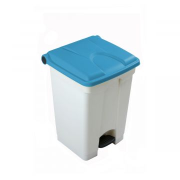 Wastebin with pedal 410x400x600 mm, 45 L, white-blue