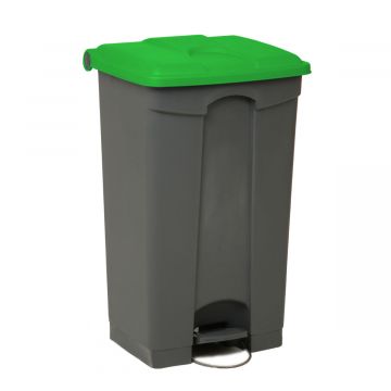 Wastebin with pedal 500x410x820 mm, 90 L, grey-green