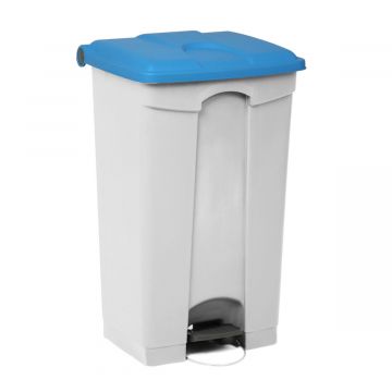 Wastebin with pedal 500x410x820mm, 90 L, white-blue