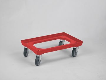 Trolley 600x400x160 mm with open deck, red