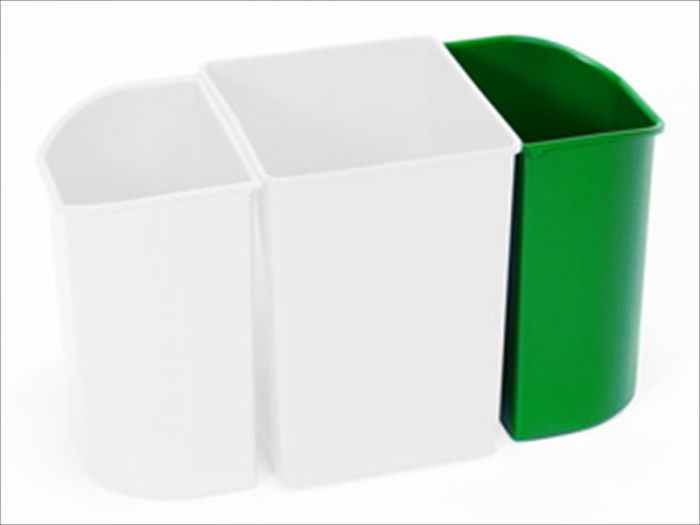 Half-rounded plastic waste bin 6,2 L, green