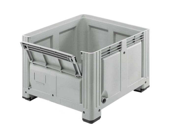 Pallet box 760 l. 1200x1000x850 mm on 4 feet, with hinged door, grey