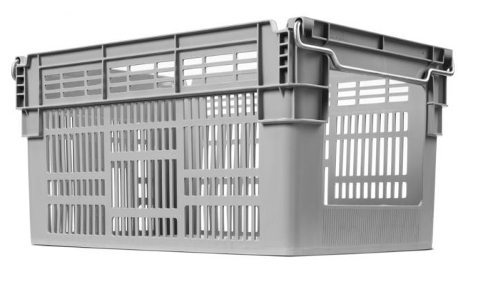 Orderpicking crate 60L, 600x400x310 mm, perforated grey