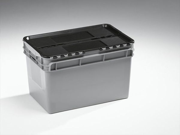 Attached lid container, 60 l. 600x400x374 mm grey/black