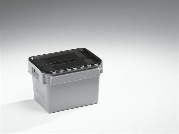 Attached lid container, 20 l. 400x300x275 mm grey/black
