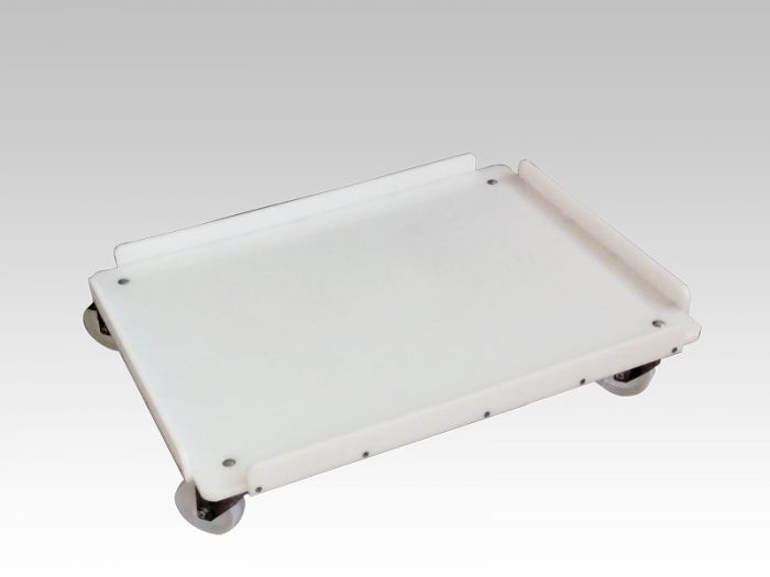 Trolley 800x600 mm, 4 galva zwenkwielen, wit
