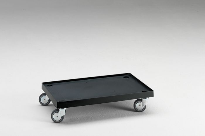 Transportroller, gesloten dek, 600x400 mm, 4 zwenkwielen zwart