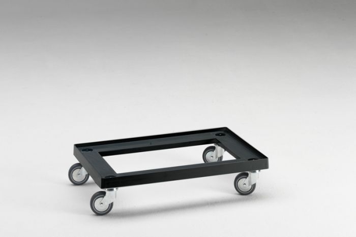 Transportroller, open dek, 600x400 mm, 4 zwenkwielen zwart