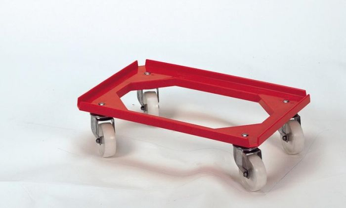 trolley 600x400 mm with inox wheels, red