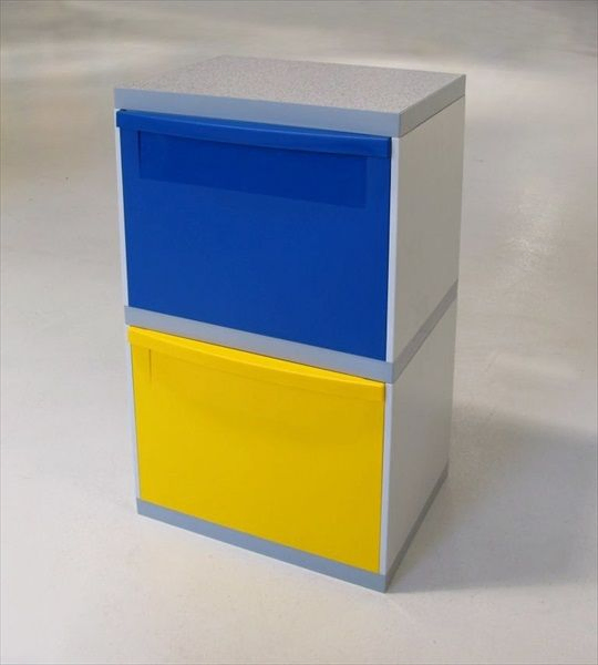 2 Fractie moduultoren, 2 kantelbakken, 1x geel 1x blauw