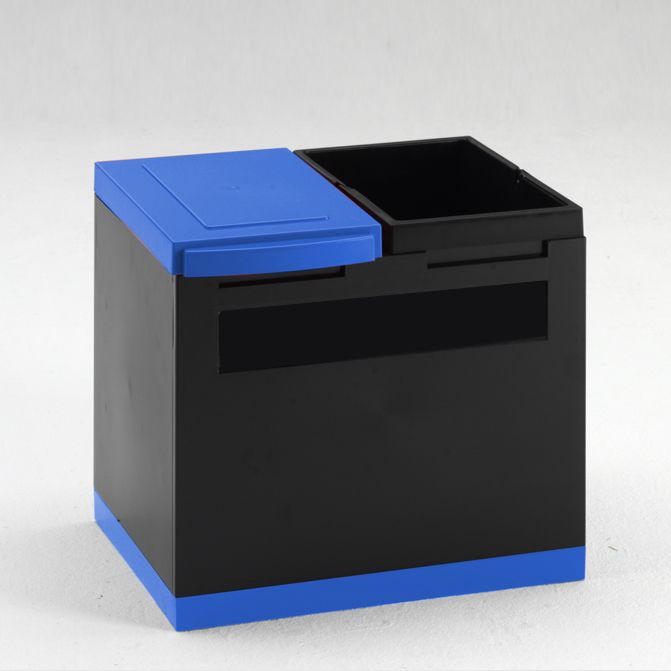 Office waste bin for paper and general waste 400x300x350 mm black/blue