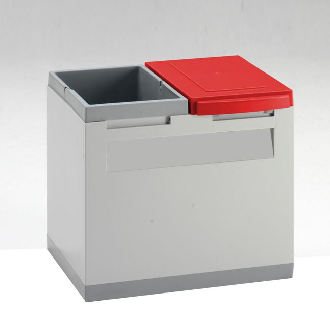 Office waste bin for paper and general waste 400x300x350 mm grey/red