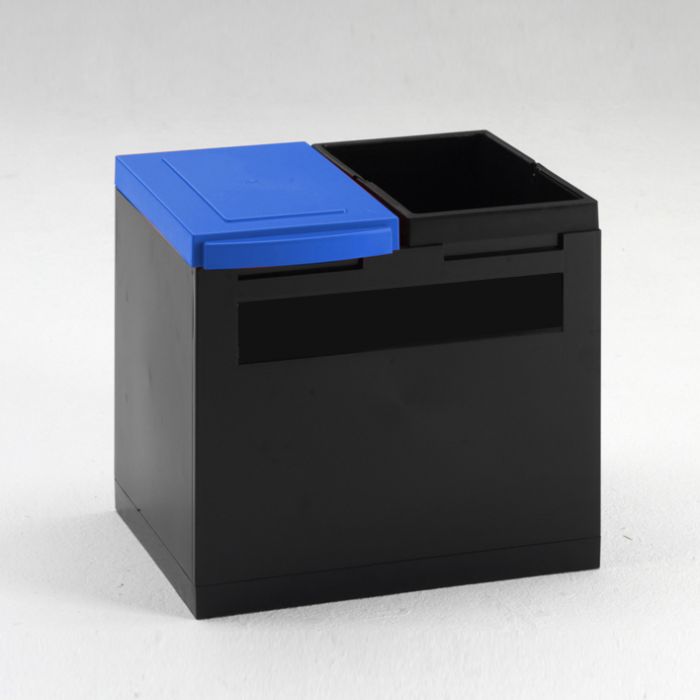 Office waste bin for paper and general waste 400x300x350 mm black/blue