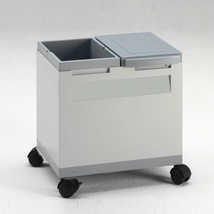 Office waste bin on wheels 400x300x350 mm grey/grey