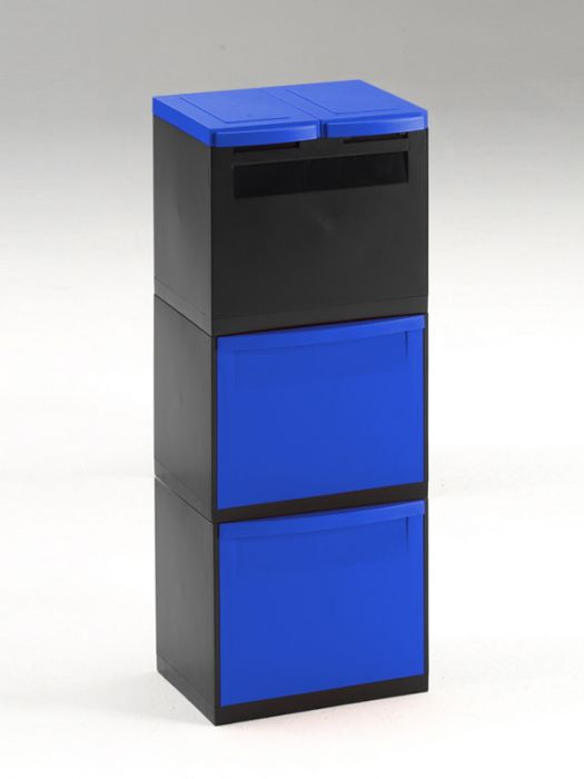 4 Fractie module zwart 2x kantelbak blauw, deksel blauw