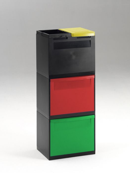 4Fractie module zwart 2x kantelbak rood/groen 1 klem, deksel geel