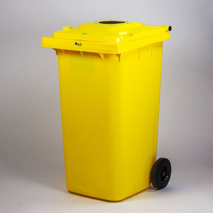 Wheelie bin 240L with rubber glass rosette in lid