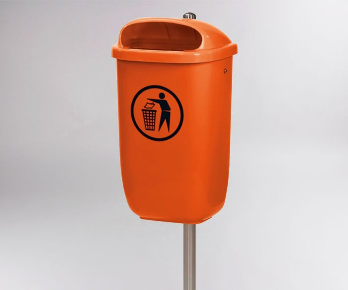 City waste bin 50 l. 430x345x750 mm, orange