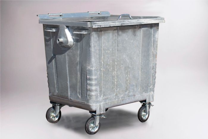 SECOND HAND Metal Wheelie Bin 1100L with steel lid
