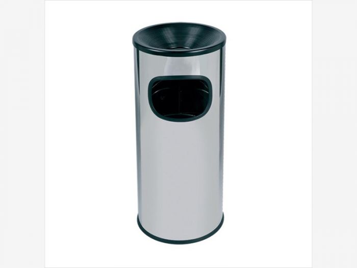 Container with ashtray 30 l. ø250x650 mm mirror stainless steel