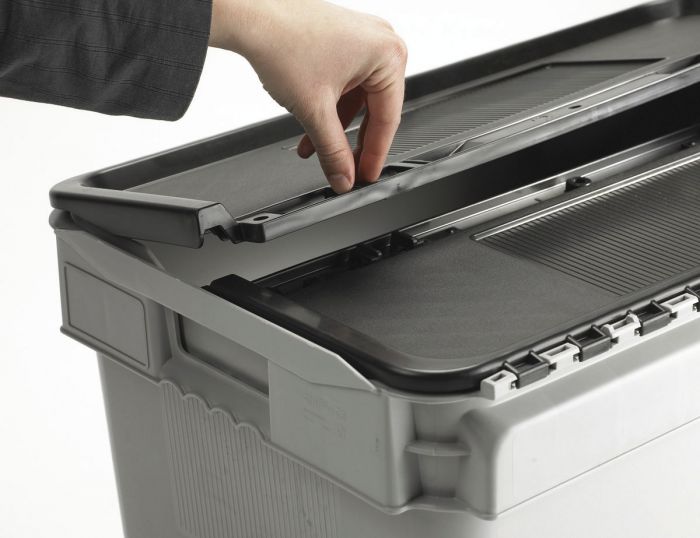 Attached lid container, 90 l. 800x400x400 mm grey/black