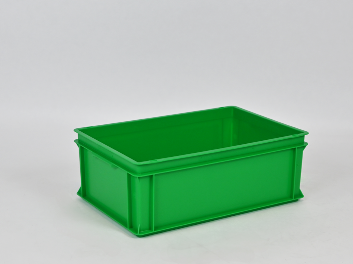 Normbox stackable bin 600x400x220 mm, 40L with closed grips, grey Virgin PP