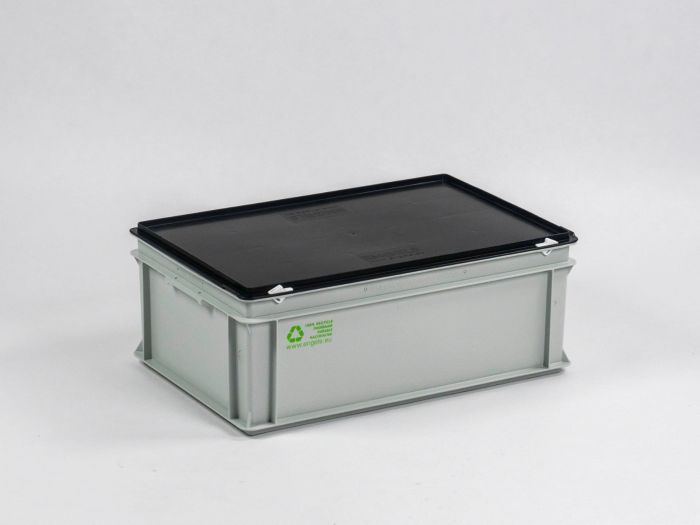 Stacking container 600x400x235 mm, 40L with black lid