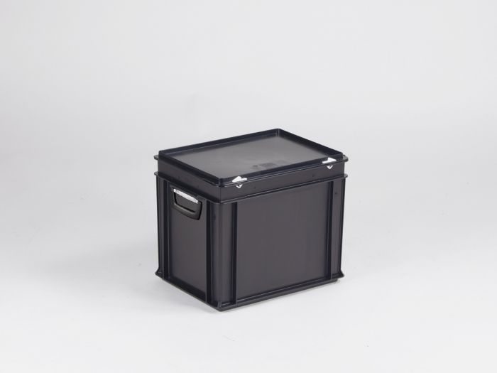 Euroline stackable ESD conductive case, 400x300x340 mm, 30L with two handles