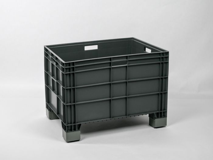 Euronorm large volume bin 800x600x580 mm 186 l. on 4 heightened feet, dark grey