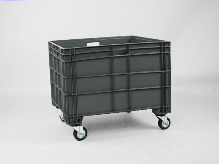 Euronorm large volume bin 800x600x630 mm 186 l. on 4 wheels, dark grey