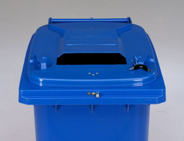 Afvalcontainer 120L, blauw met automatic slot en papiersleuf