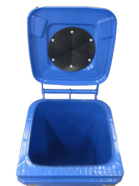 Wheelie bin 240L, with triangular lock and deposit hole, blue 