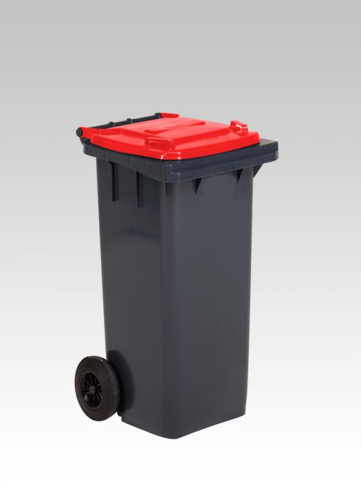 Wheelie bin 120L, 480x550x940 mm, anthracite/red