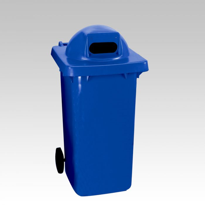 Container blauw 240 liter met rubberen flap