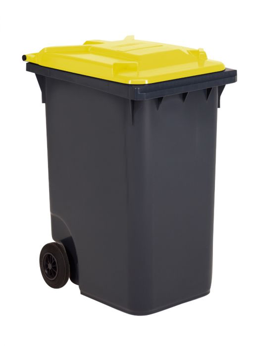 Wheelie bin 360L, 600x890x1100 mm, grey/yellow