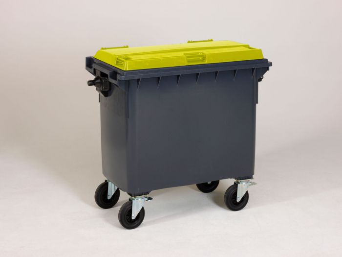 Wheelie bin 660L, 1370x784x1215 mm, grey/yellow