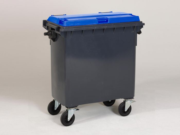 Wheelie bin 770L, 1371x779x1316 mm, grey/blue