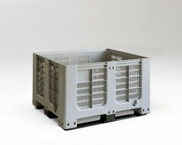 Palletbox perfo 610 litres, 3 runners grey