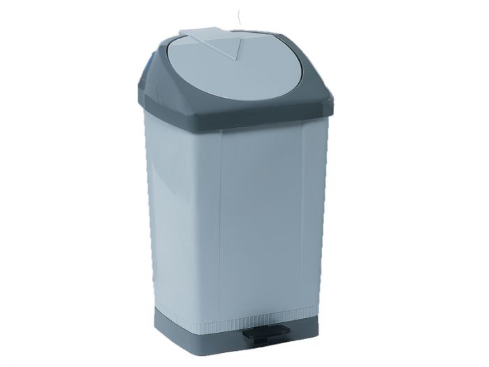 Waste bin with pedal 430x370x730 mm, 60 L, grey/grey