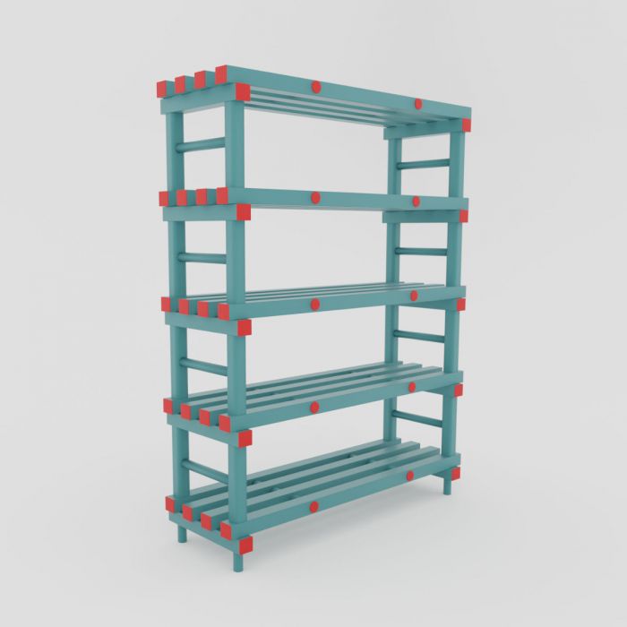 Hygienic plastic storage rack, 1000x400x1770 mm, with 5 shelves