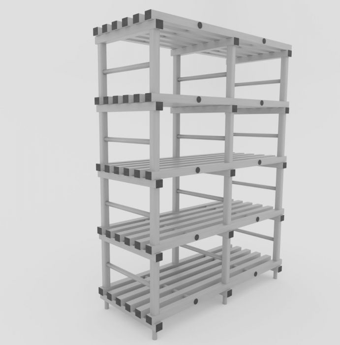 Plastic Shelving 150x60x177 cm with 5 shelves, grey