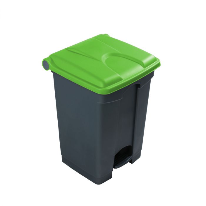 Wastebin with pedal 410x400x600 mm, 45 L, grey-green