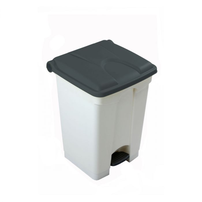 Wastebin with pedal 410x400x600 mm, 45 L, white-grey