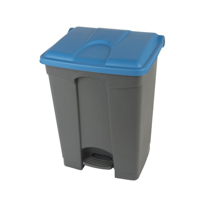 Wastebin with pedal 500x410x670 mm, 70 L, grey-blue