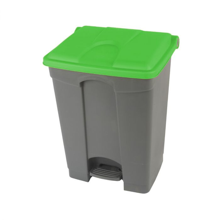 Wastebin with pedal 500x410x670 mm, 70 L, grey-green