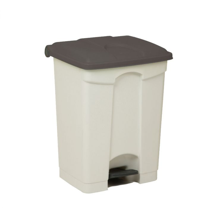 Wastebin with pedal 500x410x670 mm, 70 L, white-grey