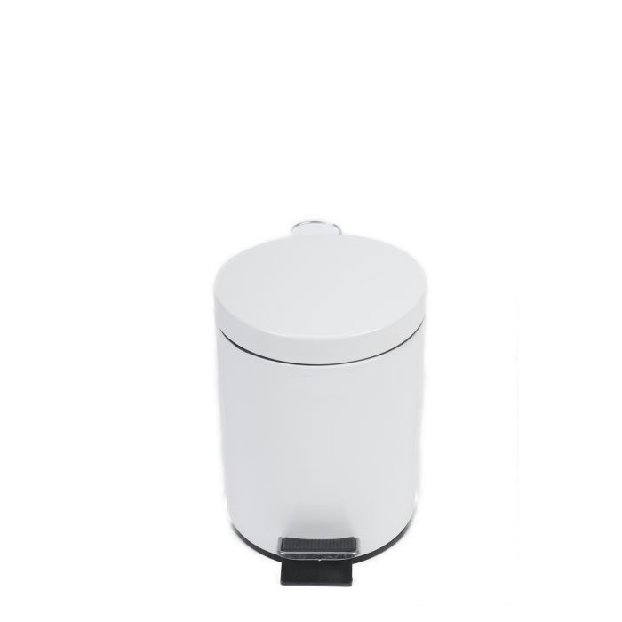 Stainless steel pedal waste bin 5 l. ø203x284 mm, white