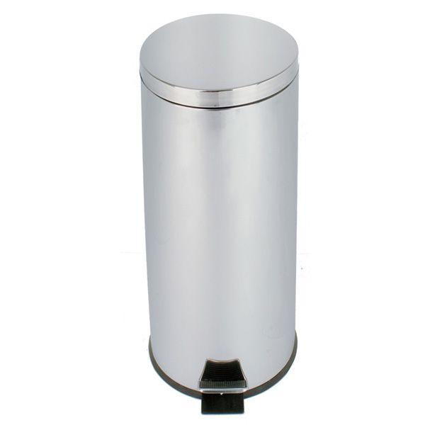 Stainless steel pedal waste bin 30 l. ø292x640 mm, silver