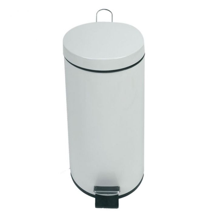 Stainless steel pedal waste bin 30 l. ø292x640 mm, white